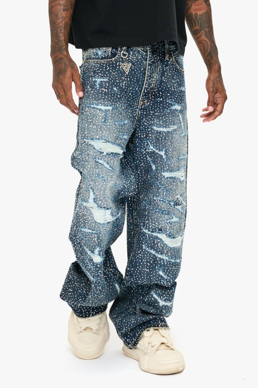 Jelato Blue Silver Baggy Jean - Valabasas