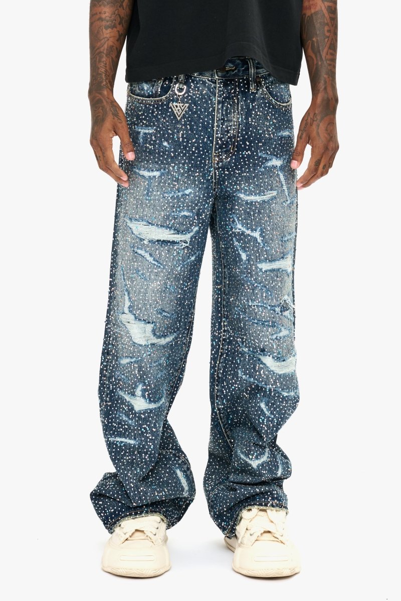 Jelato Blue Silver Baggy Jean - Valabasas