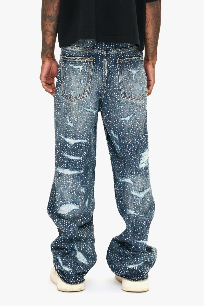 Jelato Blue Silver Baggy Jean - Valabasas