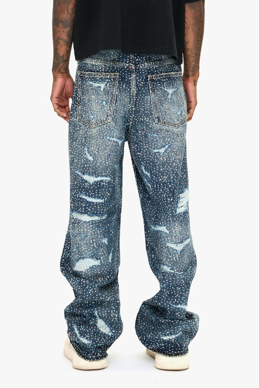 Jelato Blue Silver Baggy Jean - Valabasas