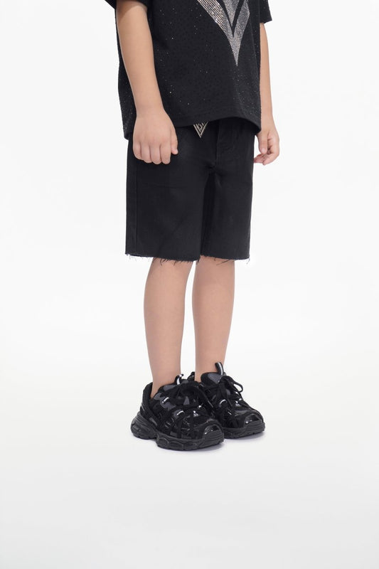 Jr. Shorts Kids Denim Black Wash Waxed - Valabasas