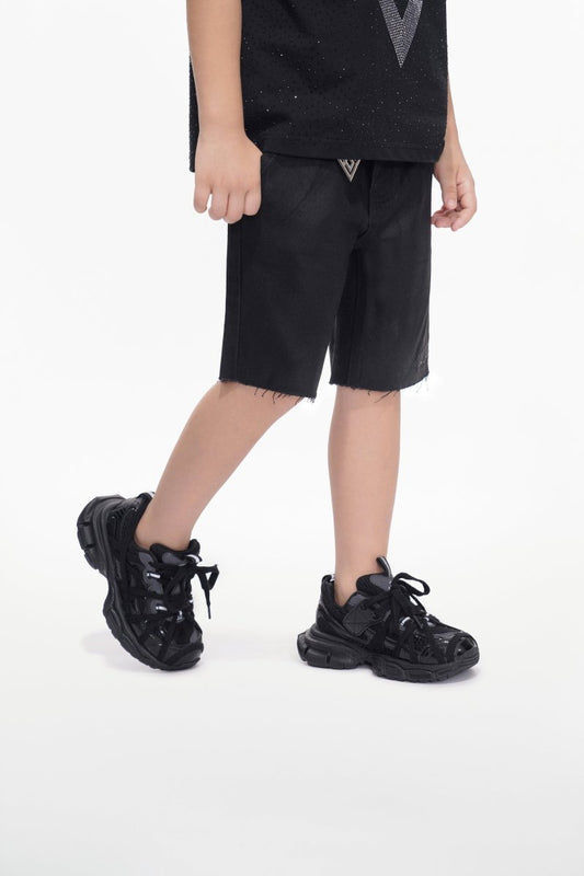 Jr. Shorts Kids Denim Black Wash Waxed - Valabasas