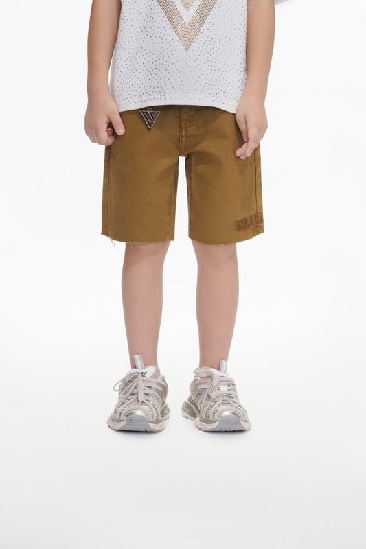 Jr. Shorts Kids Denim Brown Waxed - Valabasas