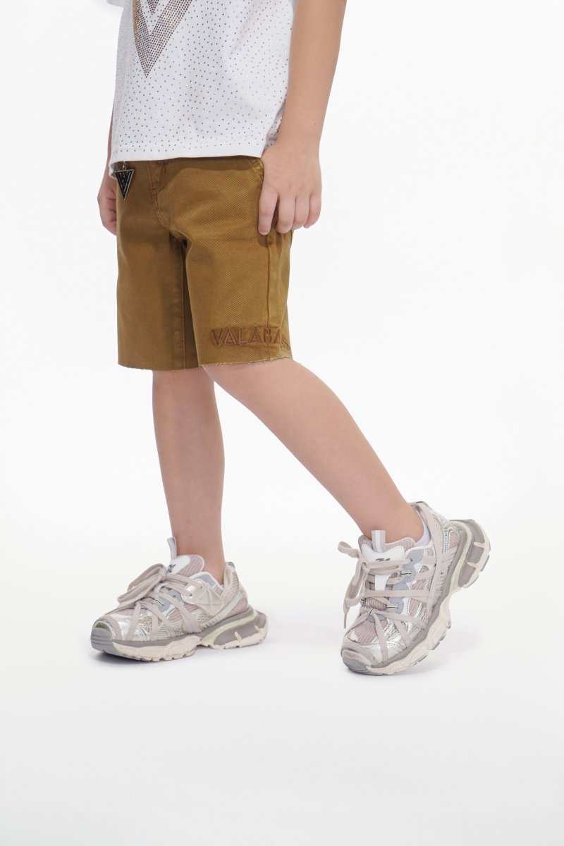 Jr. Shorts Kids Denim Brown Waxed - Valabasas