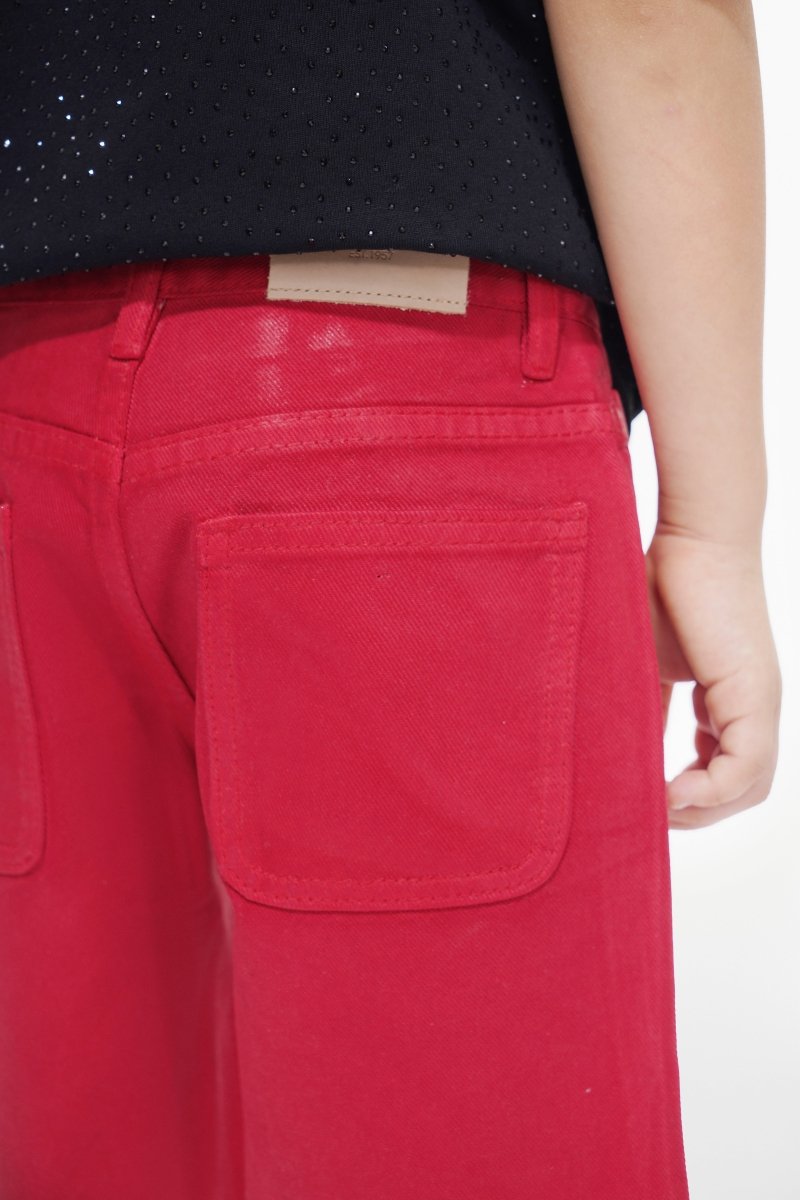 Jr. Shorts Kids Denim Red Waxed - Valabasas