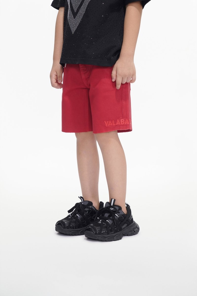 Jr. Shorts Kids Denim Red Waxed - Valabasas