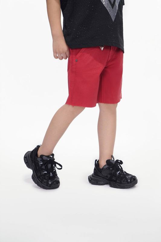 Jr. Shorts Kids Denim Red Waxed - Valabasas