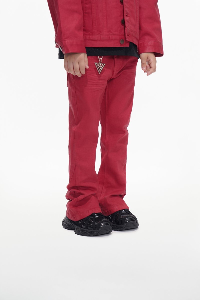 Jr.Stacked Kids Jeans Red Waxed - Valabasas