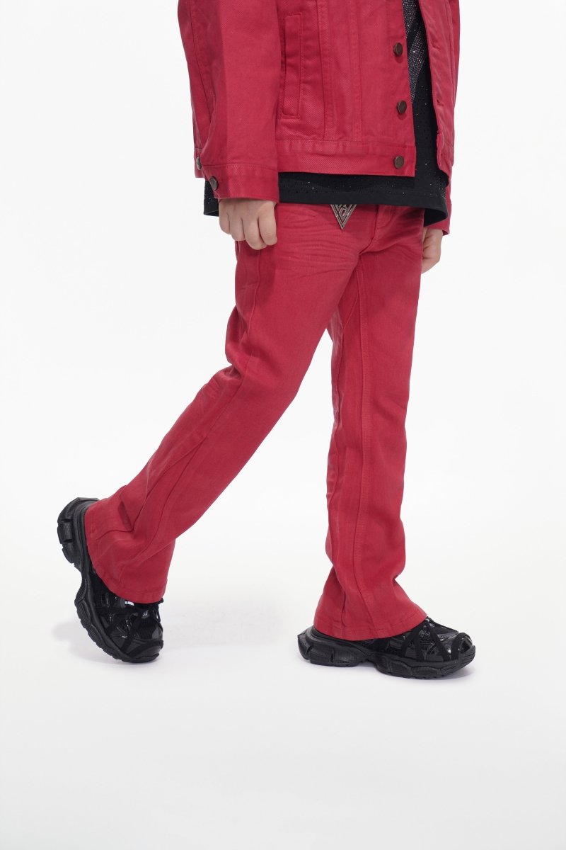 Jr.Stacked Kids Jeans Red Waxed - Valabasas