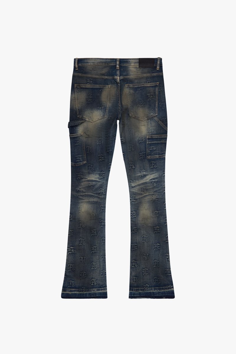 "KAID" DIRTY WASH STACKED FLARE JEAN