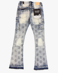 "KAID" LIGHT WASH STACKED FLARE JEAN