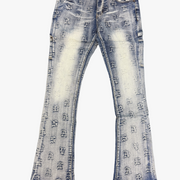 "KAID" LIGHT WASH STACKED FLARE JEAN