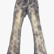 "KAID" DIRTY WASH STACKED FLARE JEAN