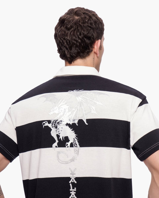 Kaiju Collar Shirt Black White Silver - Valabasas