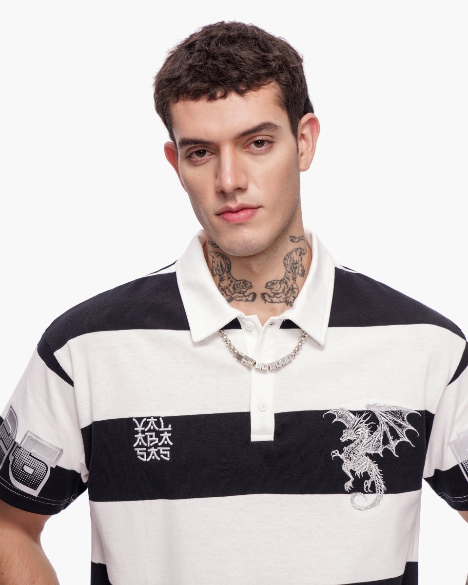 Kaiju Collar Shirt Black White Silver - Valabasas
