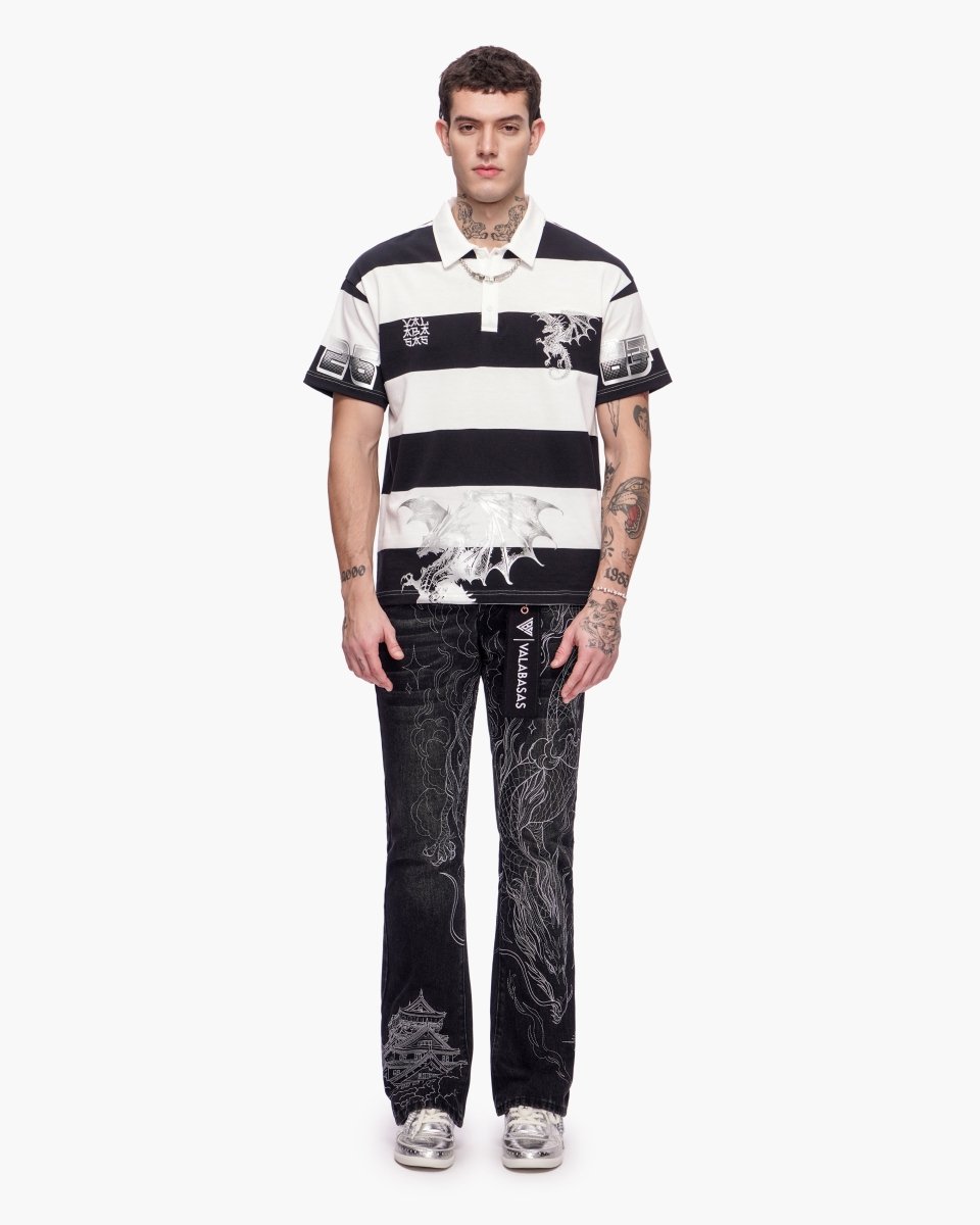Kaiju Collar Shirt Black White Silver - Valabasas