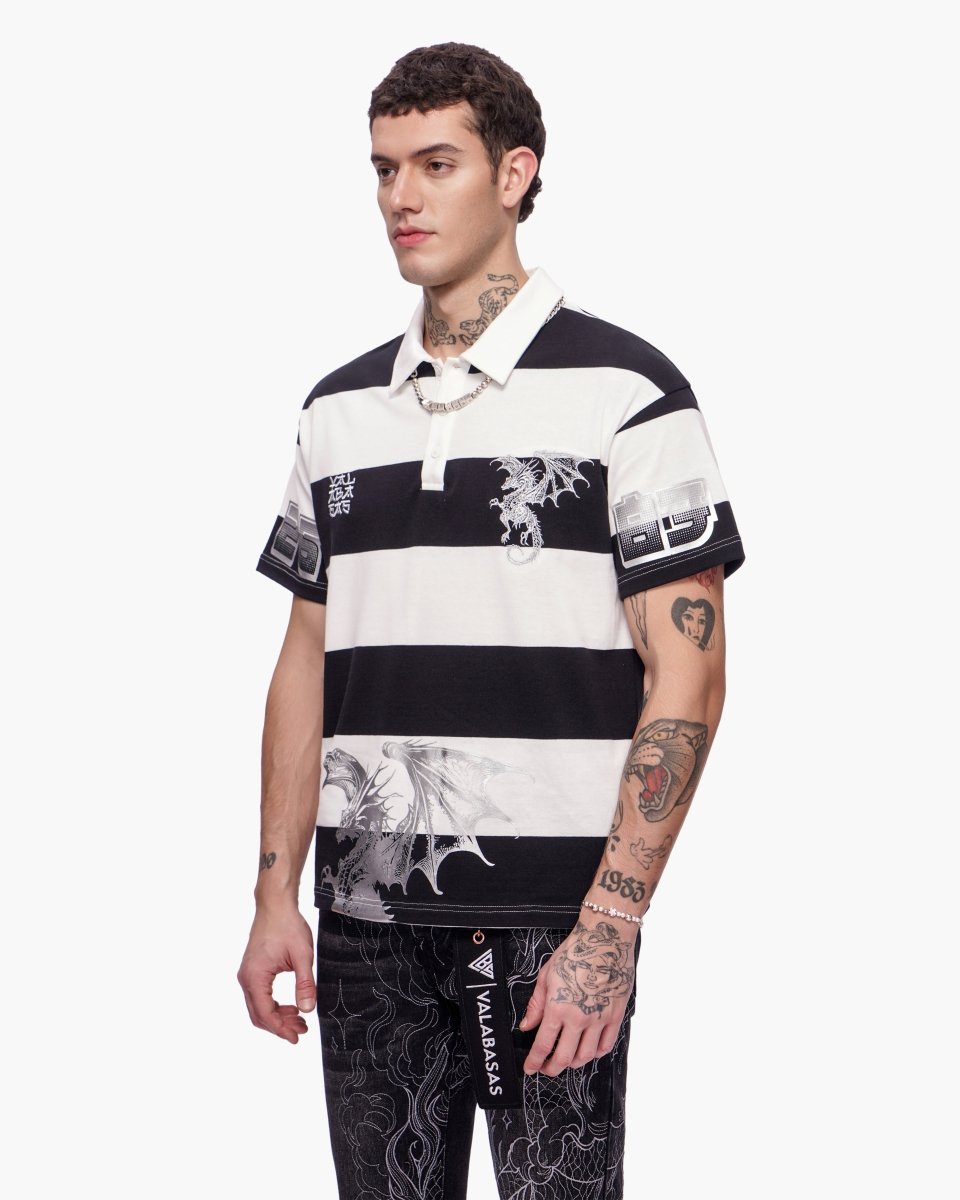 Kaiju Collar Shirt Black White Silver - Valabasas