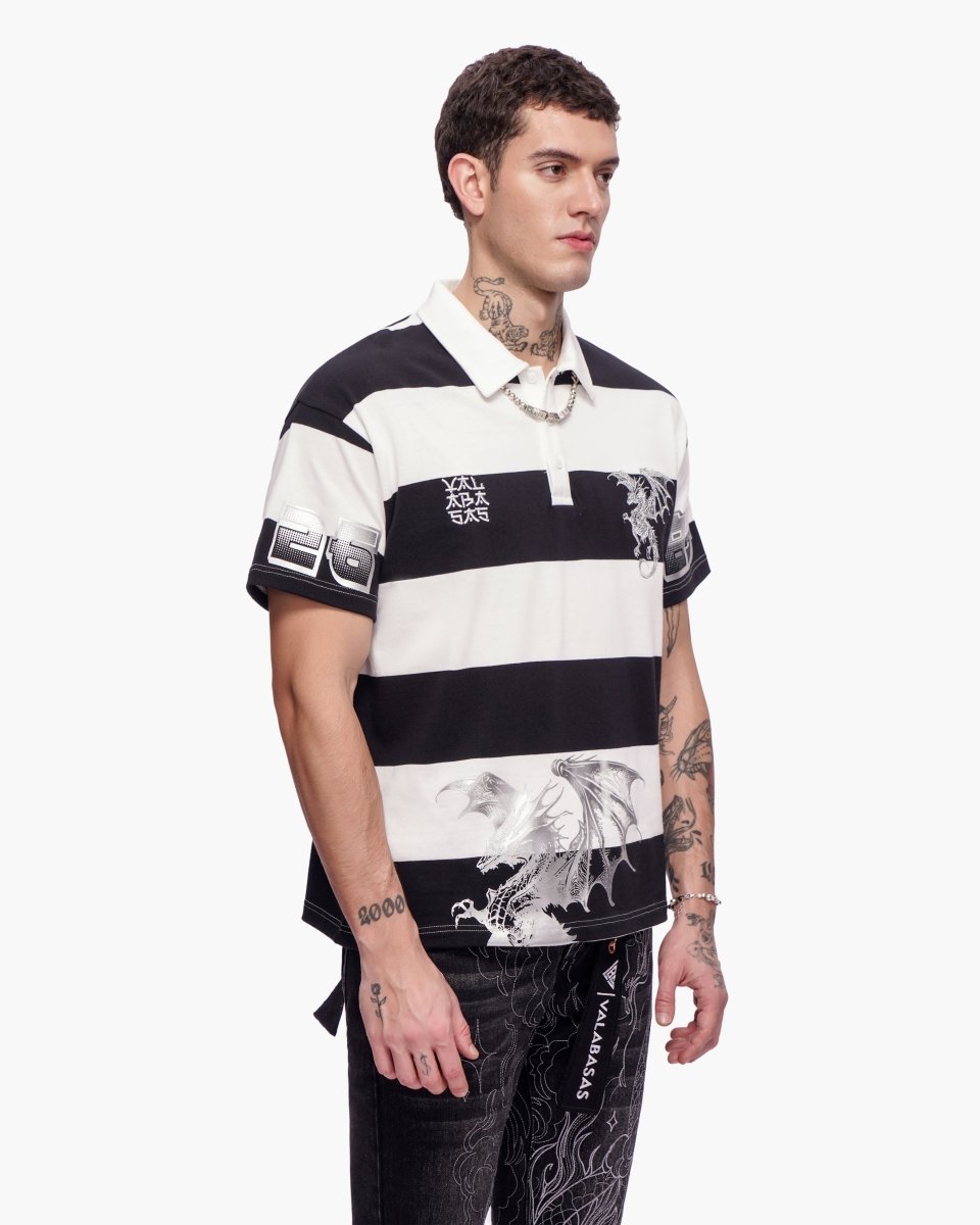 Kaiju Collar Shirt Black White Silver - Valabasas