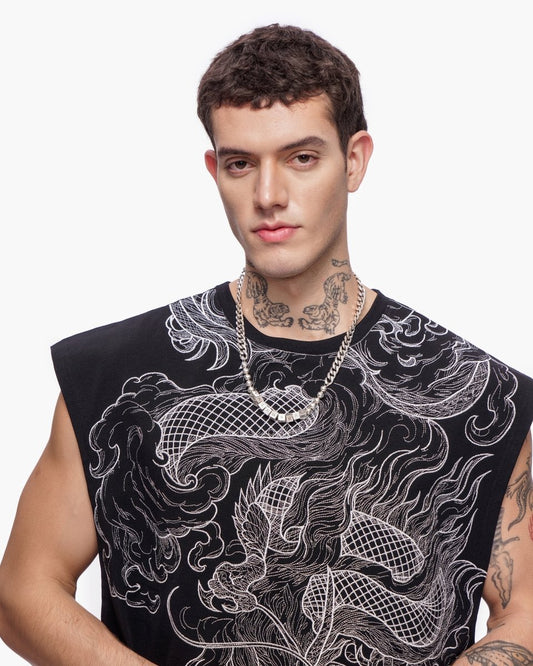 Kaito Cut-Off Tee Black - Valabasas