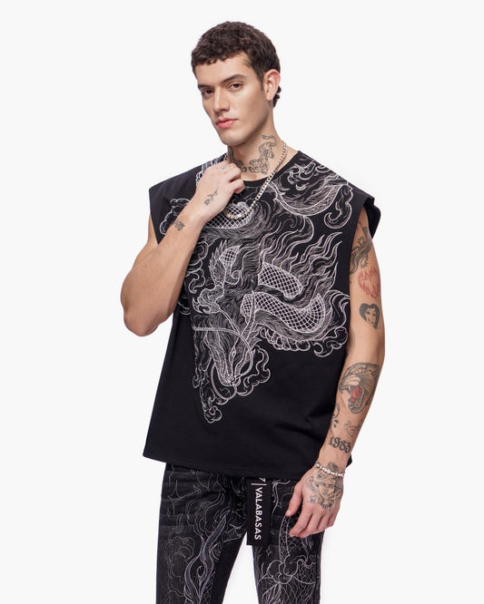 Kaito Cut-Off Tee Black - Valabasas