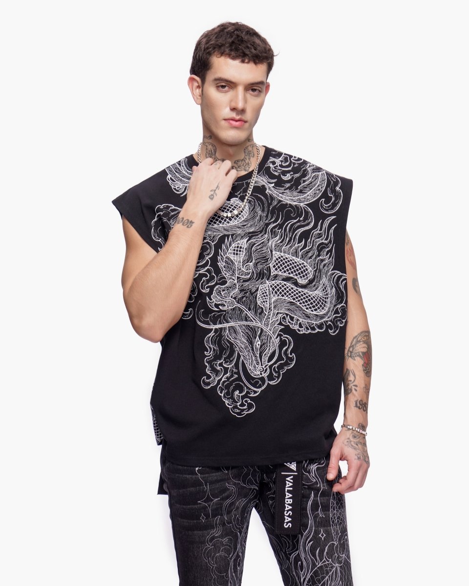 Kaito Cut-Off Tee Black - Valabasas