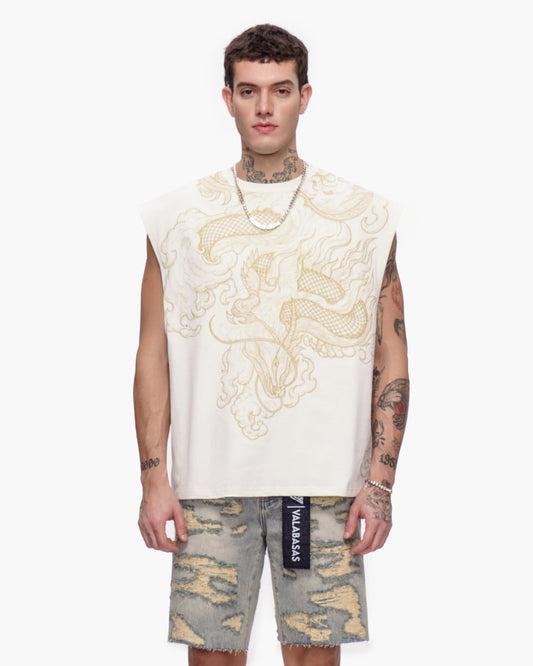 Kaito Cut-Off Tee White - Valabasas