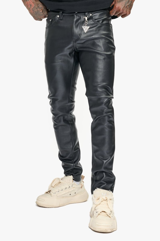 Kawas Skinny Black Leather Jean - Valabasas