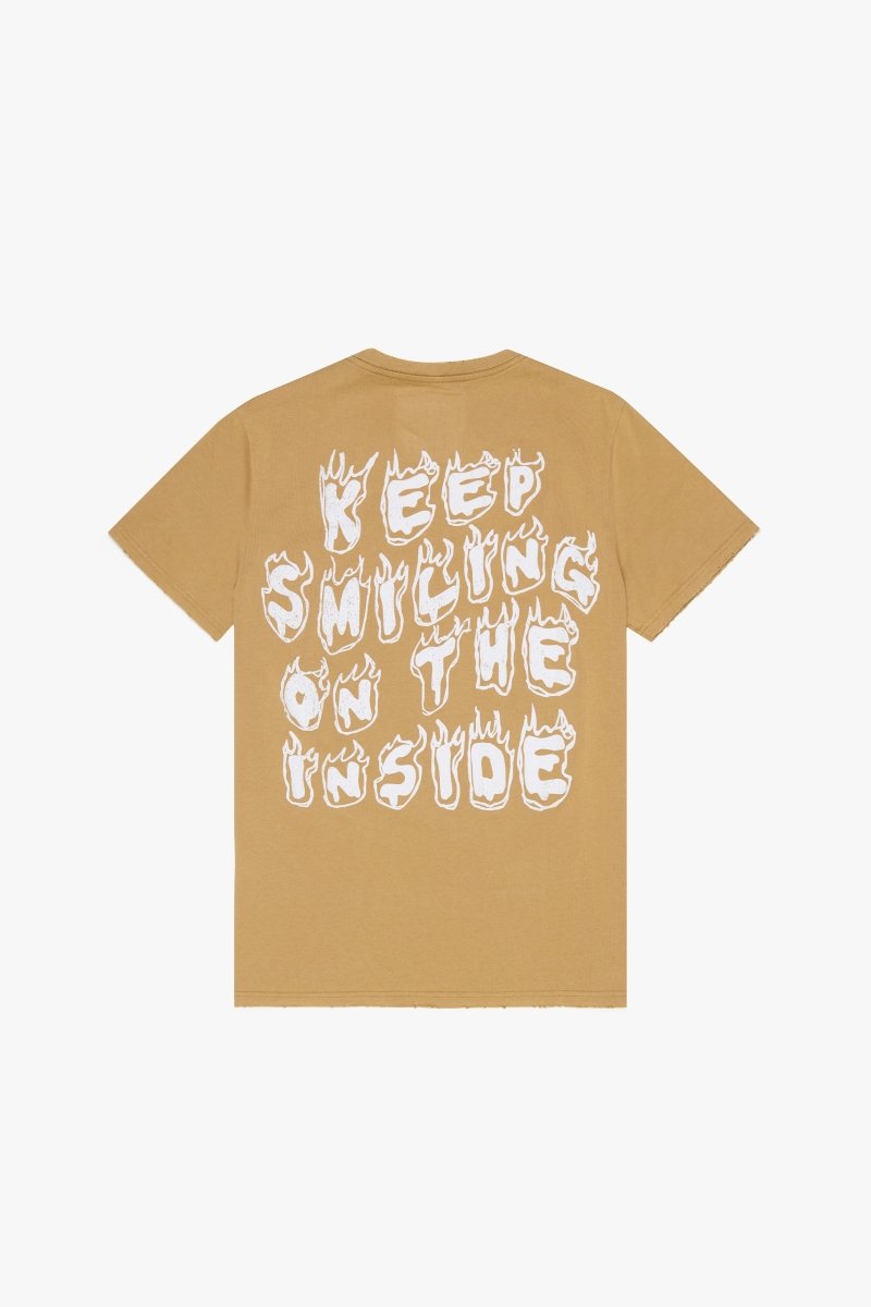 "KEEP SMILING" VINTAGE BRONZE MIST TEE