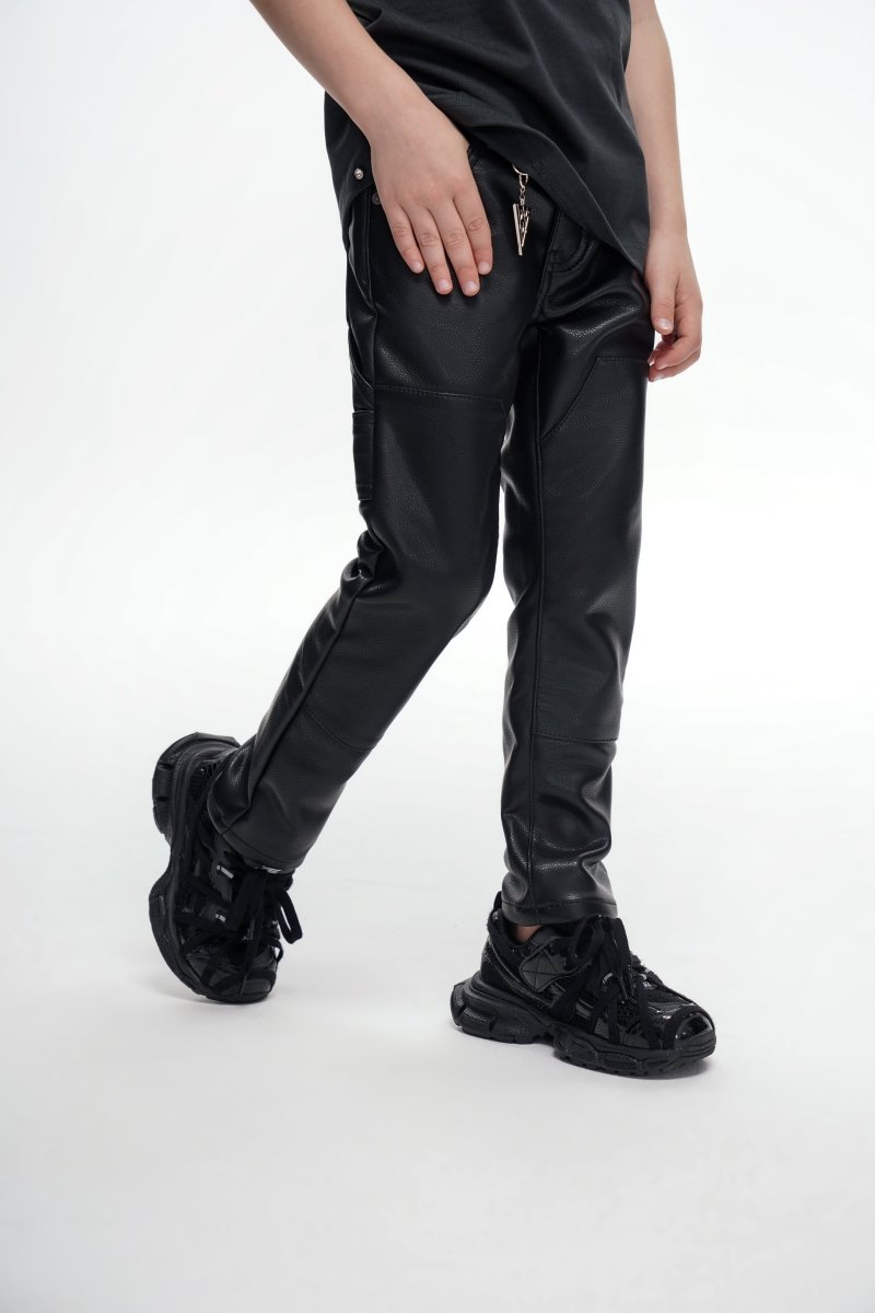 Kids Alpha 2.0 Black Leather Skinny - Valabasas