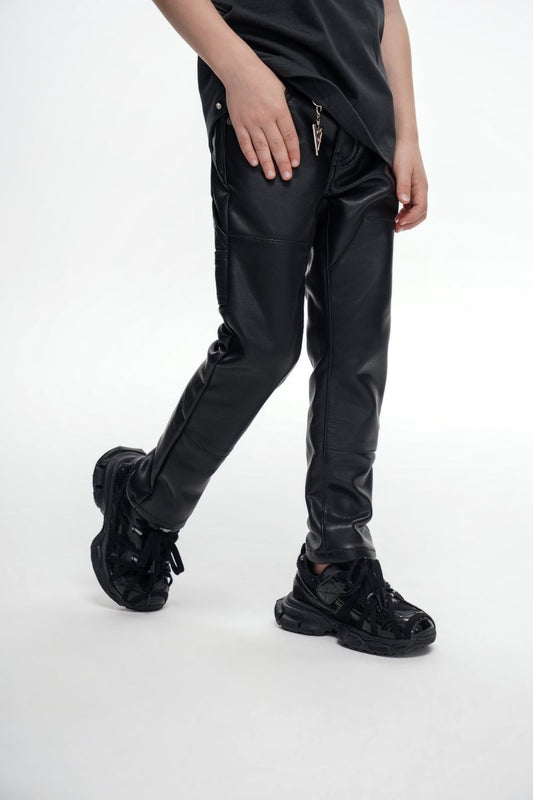 Kids Alpha 2.0 Black Leather Skinny - Valabasas