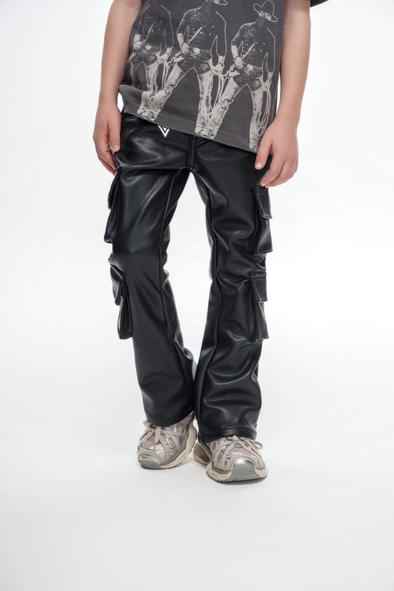 Kids Banjo Black Leather Stacked - Valabasas