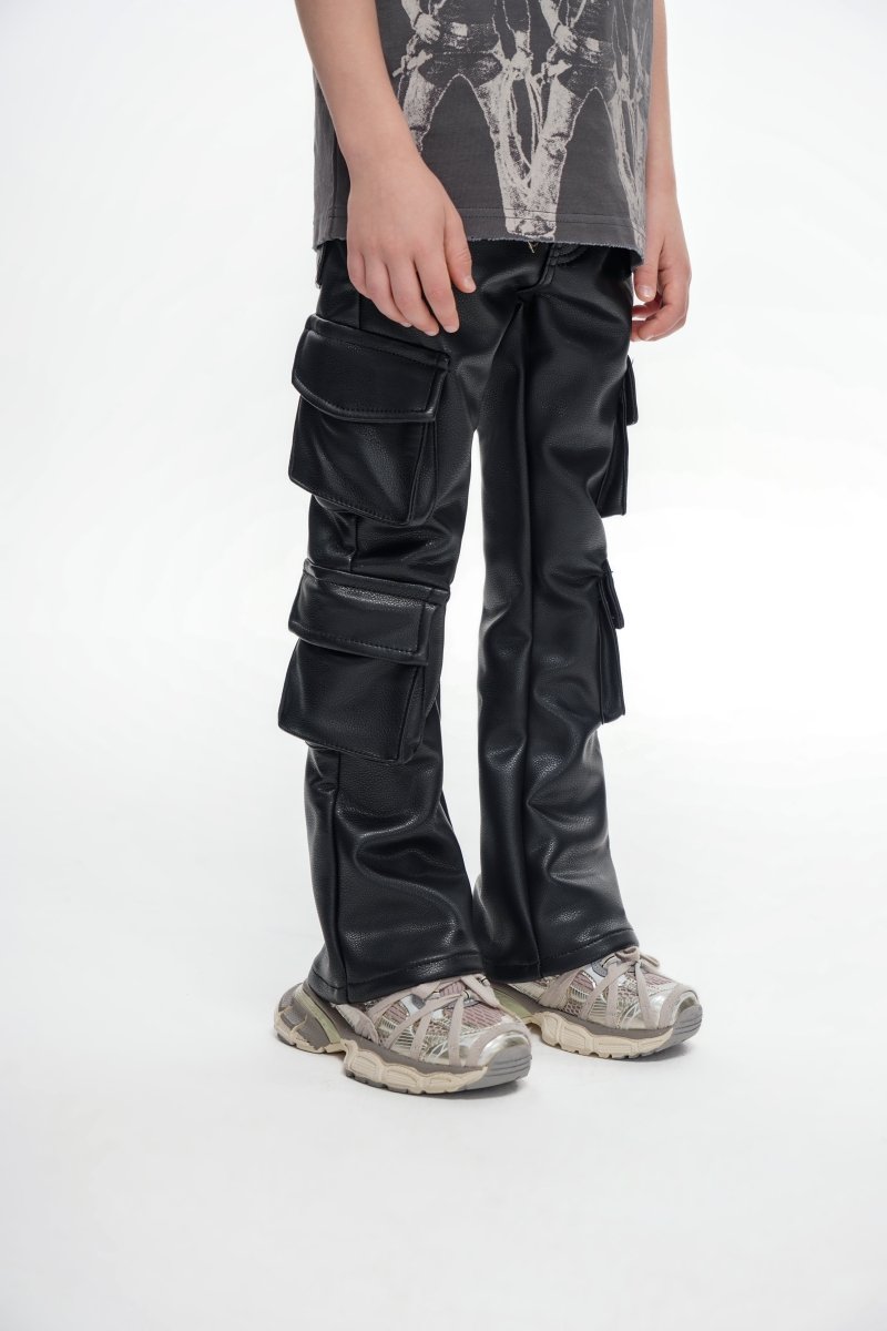 Kids Banjo Black Leather Stacked - Valabasas