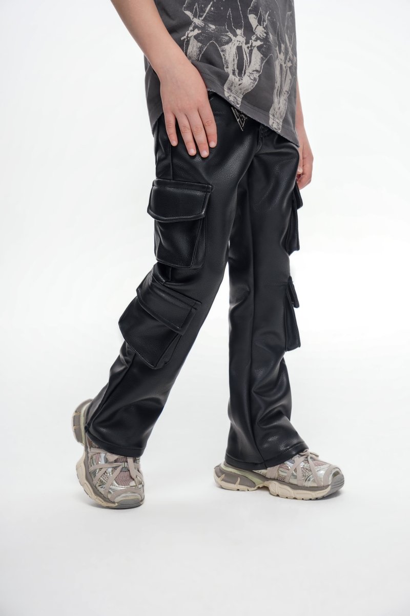 Kids Banjo Black Leather Stacked - Valabasas