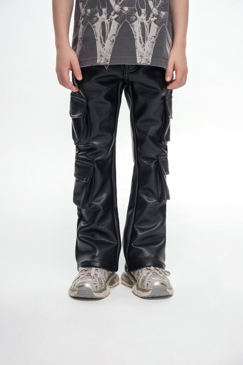 Kids Banjo Black Leather Stacked - Valabasas