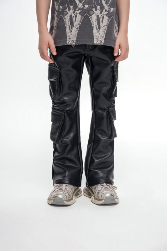 Kids Banjo Black Leather Stacked - Valabasas