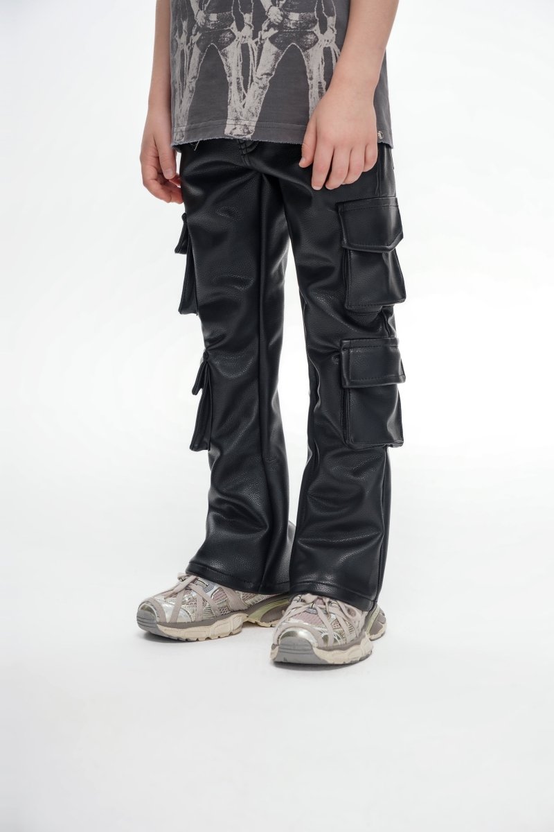 Kids Banjo Black Leather Stacked - Valabasas