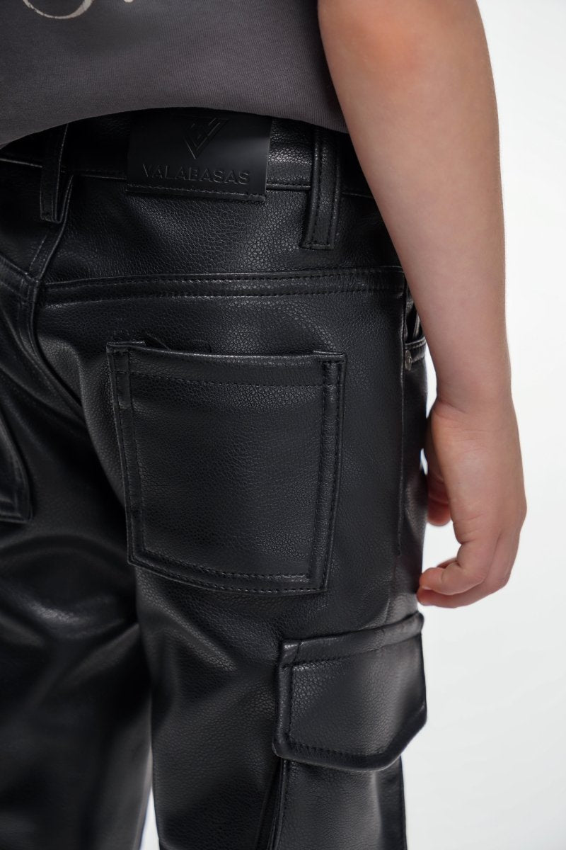 Kids Banjo Black Leather Stacked - Valabasas