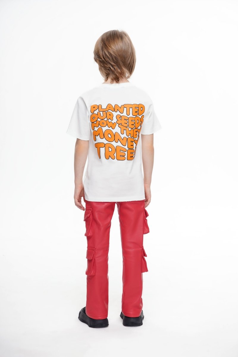 Kids Banjo Stacked Red Leather Pants - Valabasas