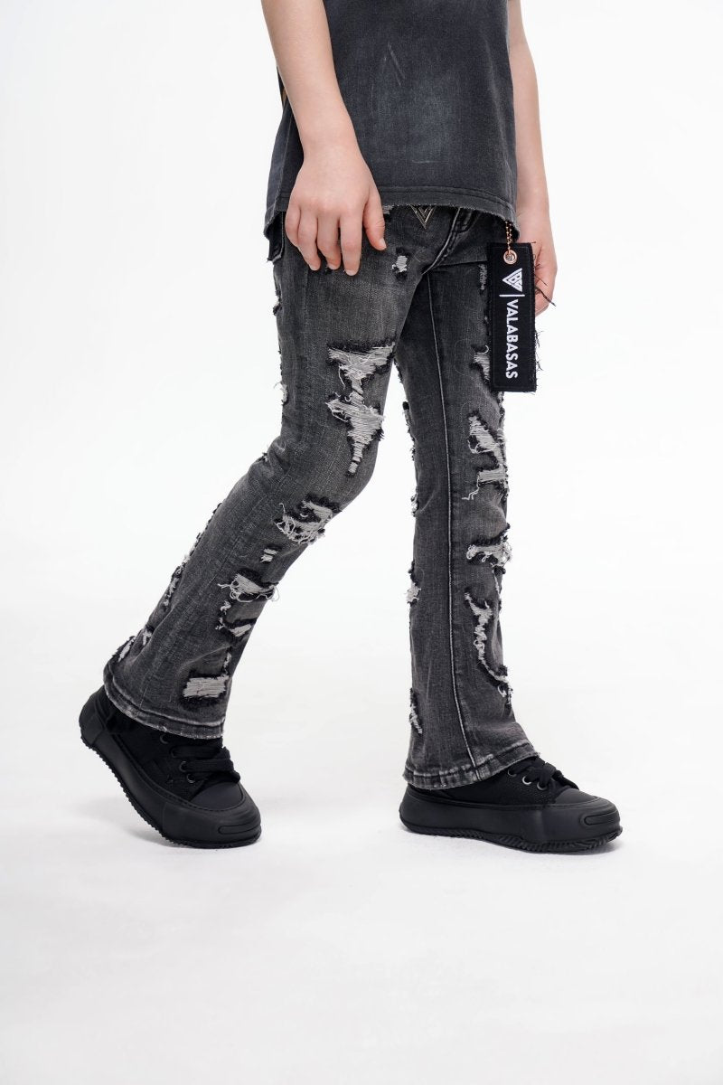 Kids Flame Vintage Black Stacked – Valabasas