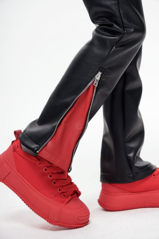 Kids Cerniera Stacked Black/Red Denim - Valabasas