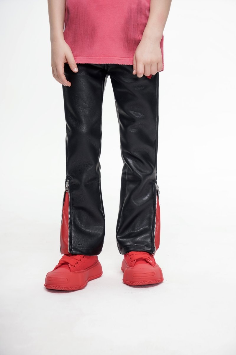Kids Cerniera Stacked Black/Red Denim - Valabasas