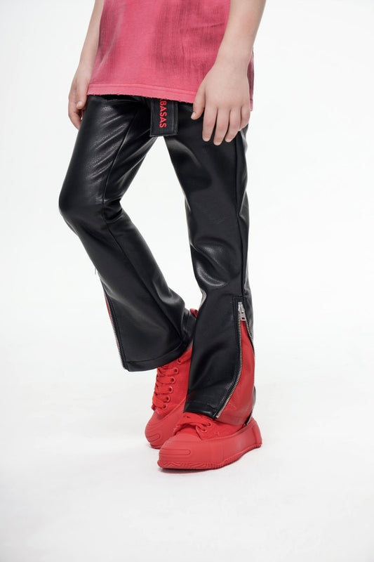 Kids Cerniera Stacked Black/Red Denim - Valabasas