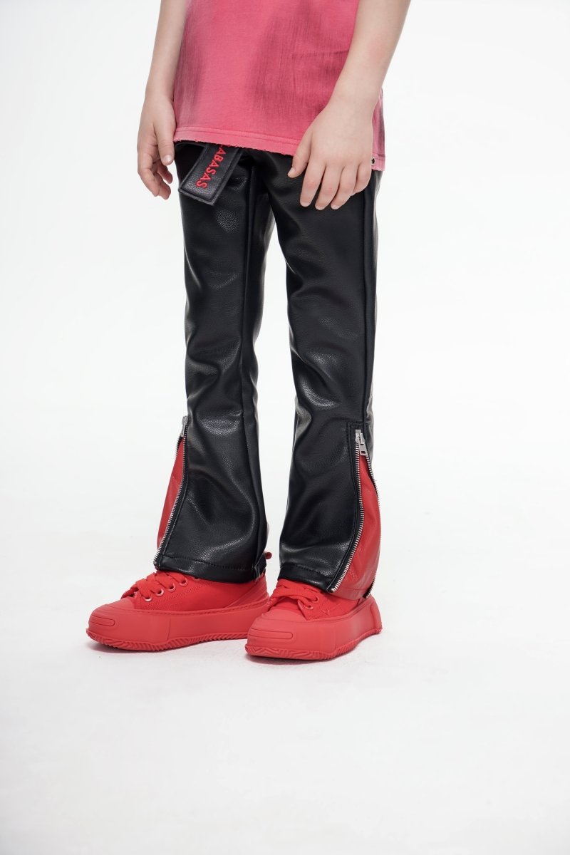 Kids Cerniera Stacked Black/Red Denim - Valabasas
