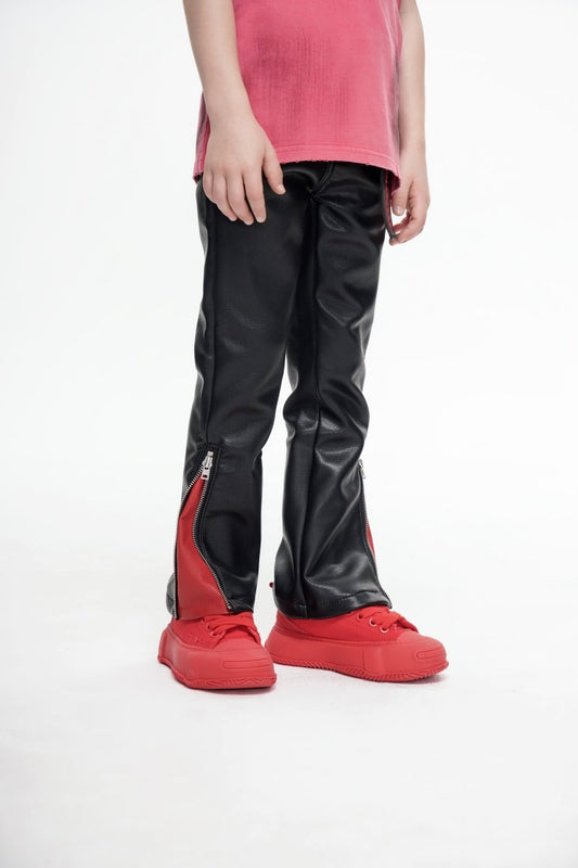 Kids Cerniera Stacked Black/Red Denim - Valabasas