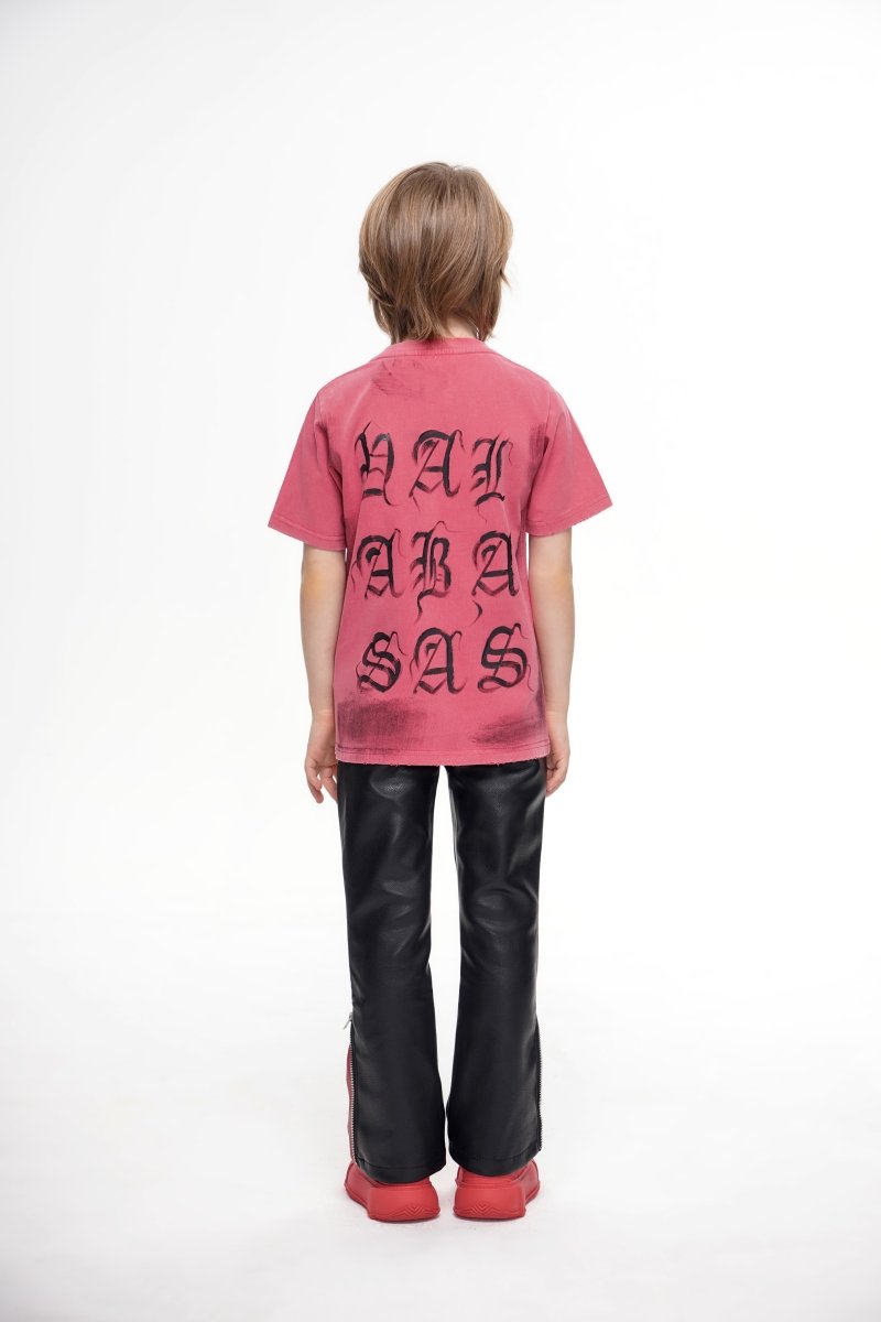 Kids Cerniera Stacked Black/Red Denim - Valabasas