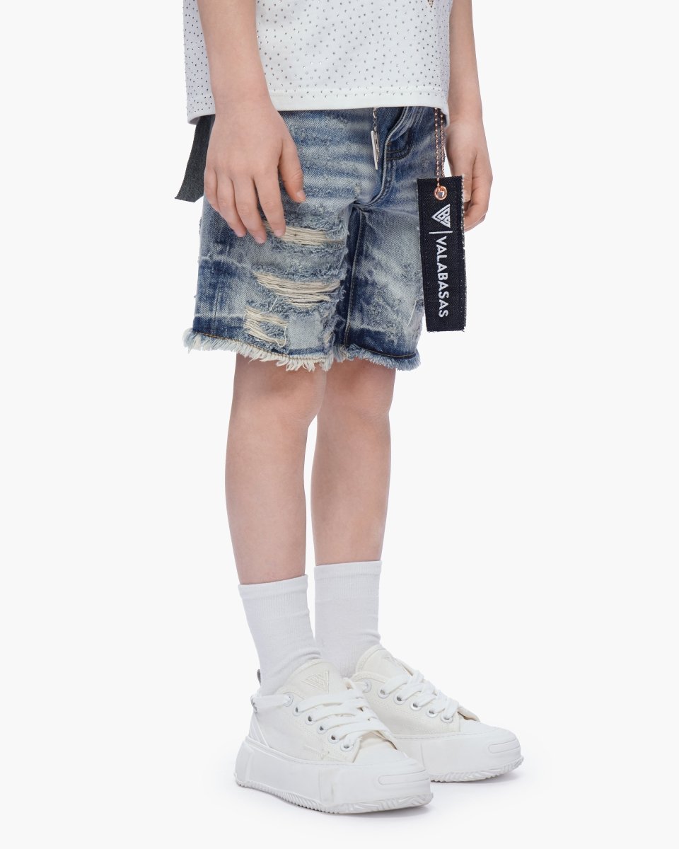 Kids Clipped Jorts Blue Washed - Valabasas