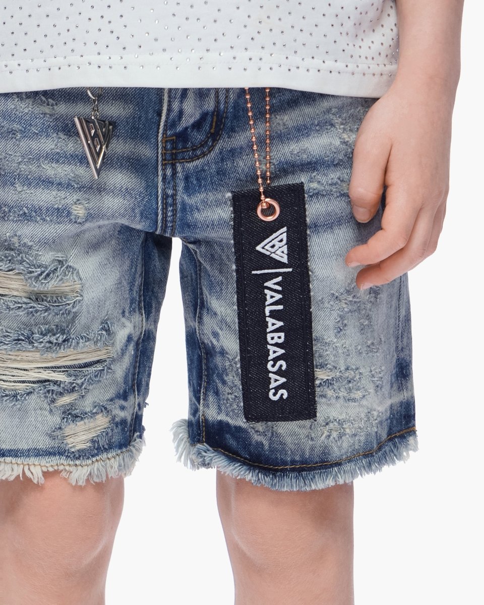 Kids Clipped Jorts Blue Washed - Valabasas