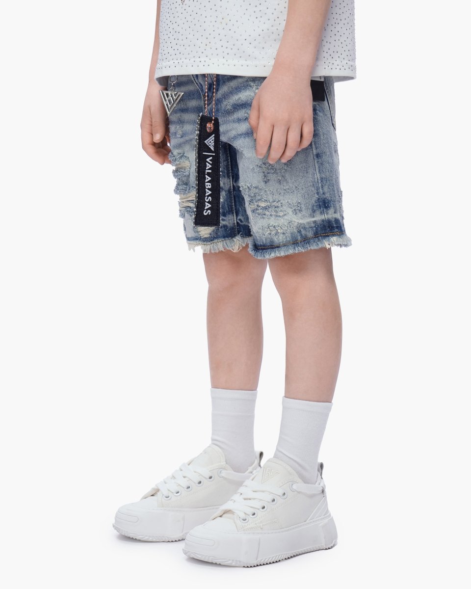 Kids Clipped Jorts Blue Washed - Valabasas