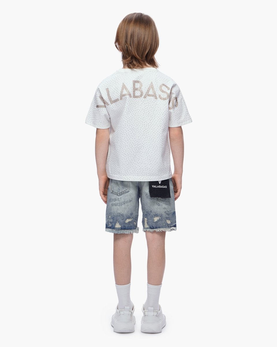 Kids Clipped Jorts Blue Washed - Valabasas