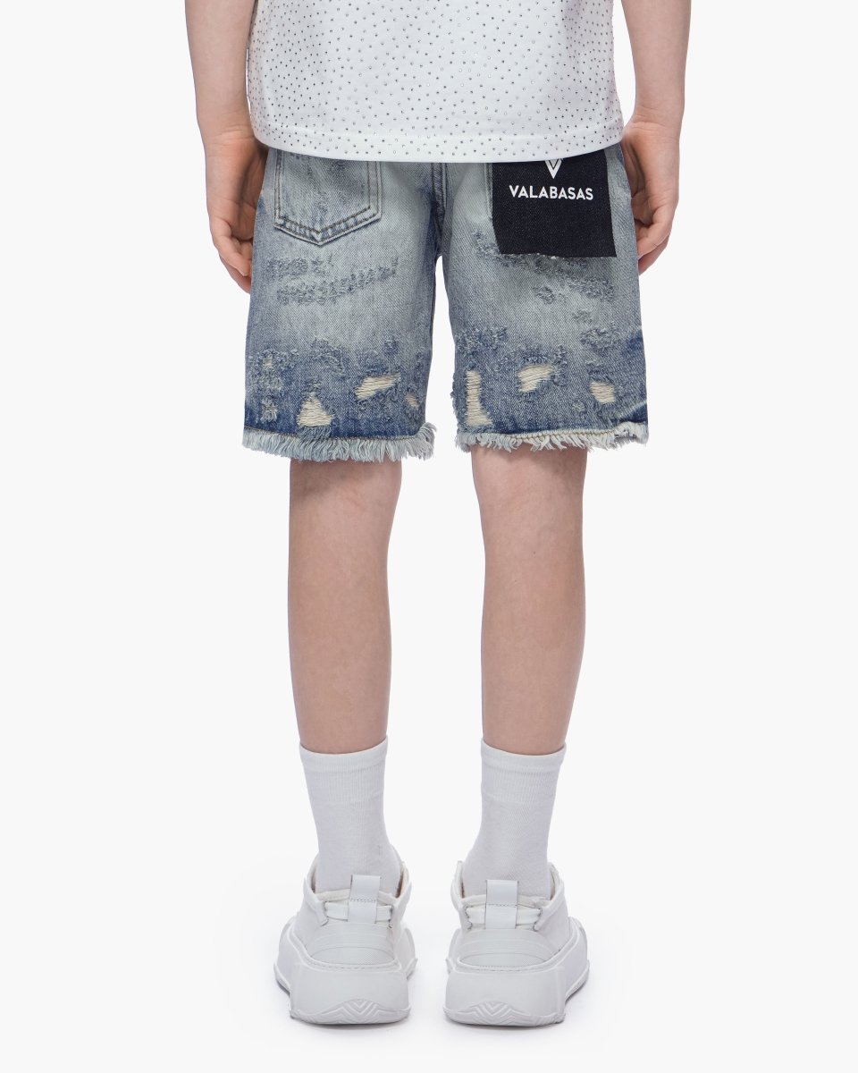 Kids Clipped Jorts Blue Washed - Valabasas